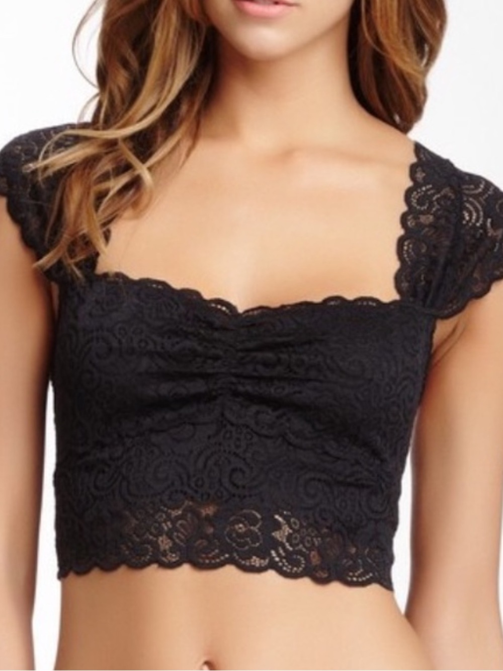 Intimately Free People Lace Crop Top Black Size XS